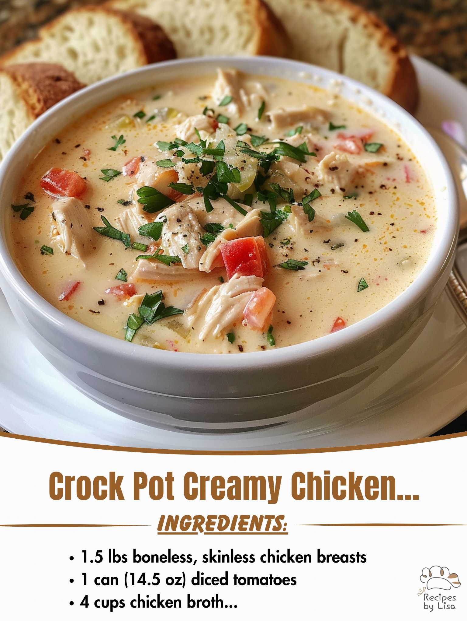 Crock Pot Creamy Chicken Parmesan Soup
