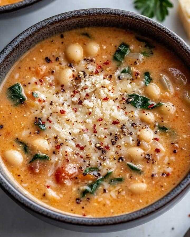 Parmesan Tomato Cannellini Bean Soup