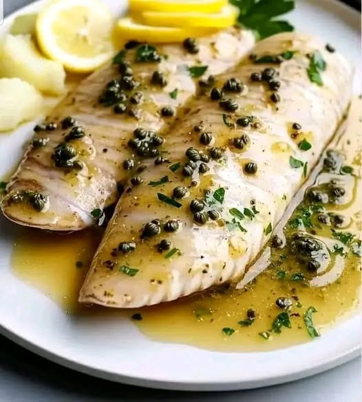 Stingray with Capre butter and fresh herbs