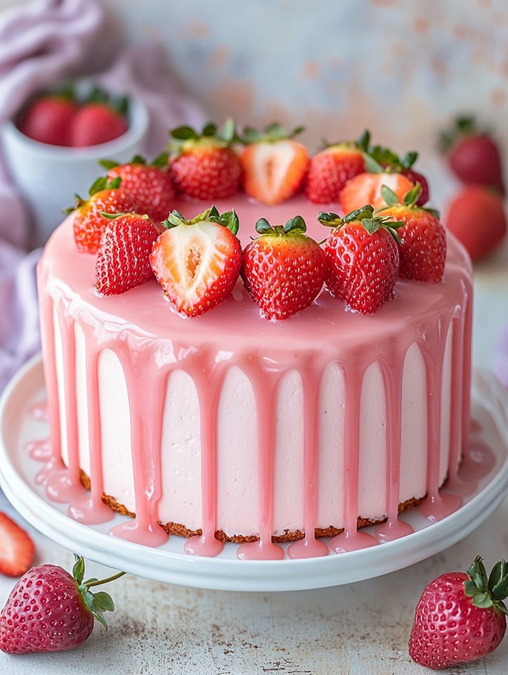 Fluffy Strawberry Glaze Cake Recipe