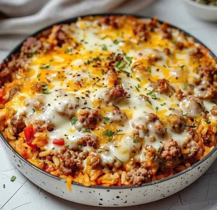 One-Pan Ground Sausage and Rice Skillet Recipe
