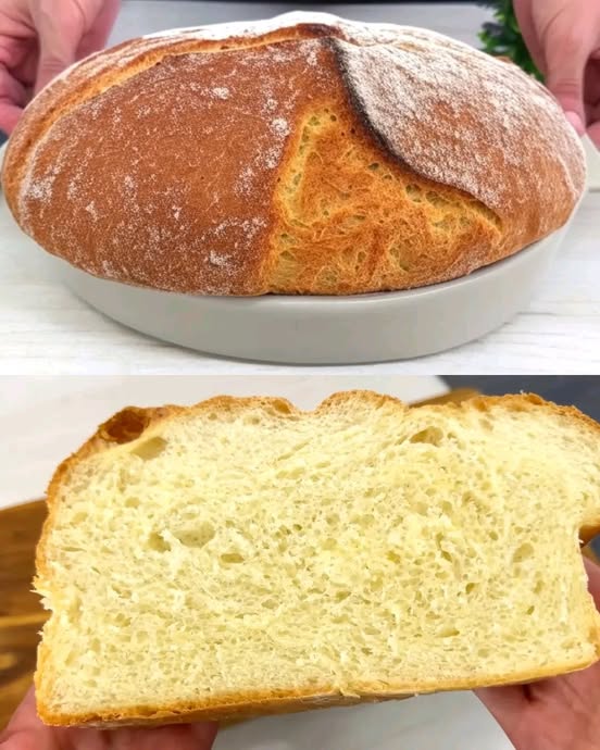 Quick Soft and Fluffy No‑Knead Bread Loaf