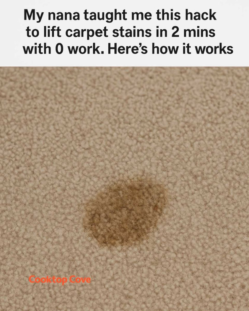 My nana taught me this hack to lift carpet stains in 2 mins with 0 work. Here’s how it works