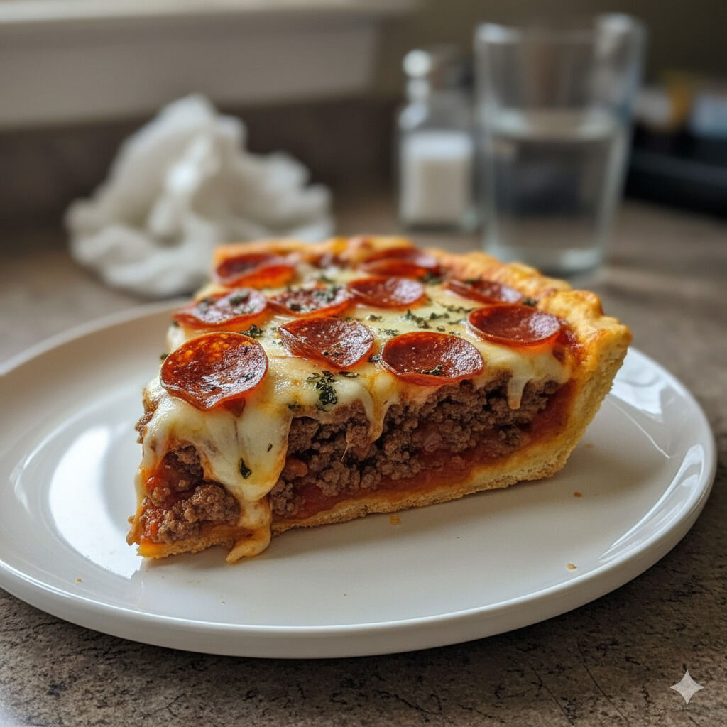 Deep Hamburger Sausage & Pepperoni Pie