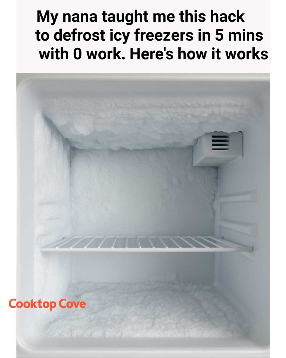 My nana taught me this hack to defrost icy freezers in 5 mins with 0 work. Here’s how it works