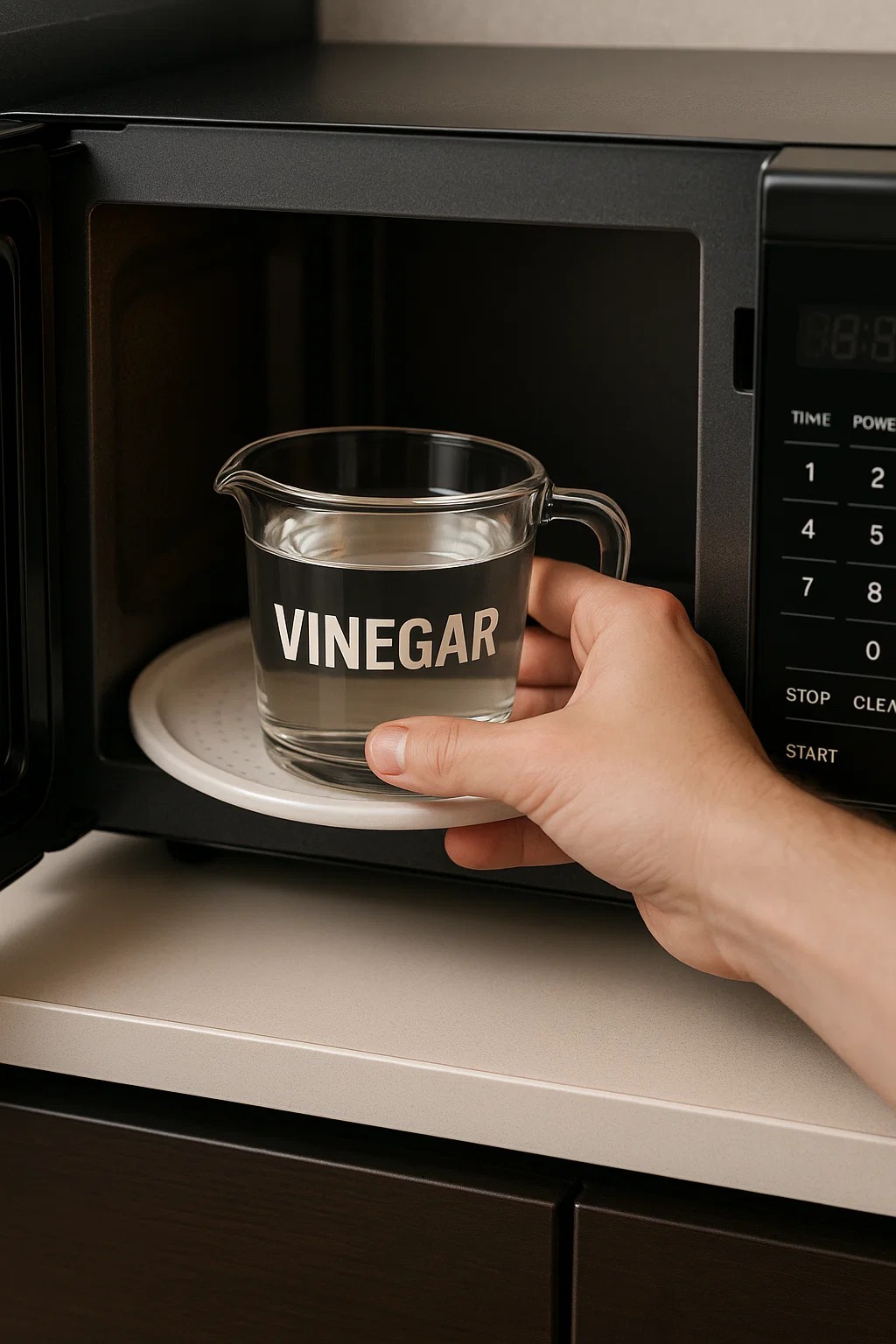 Lady places cup of vinegar into microwave. Here’s the genius reason why
