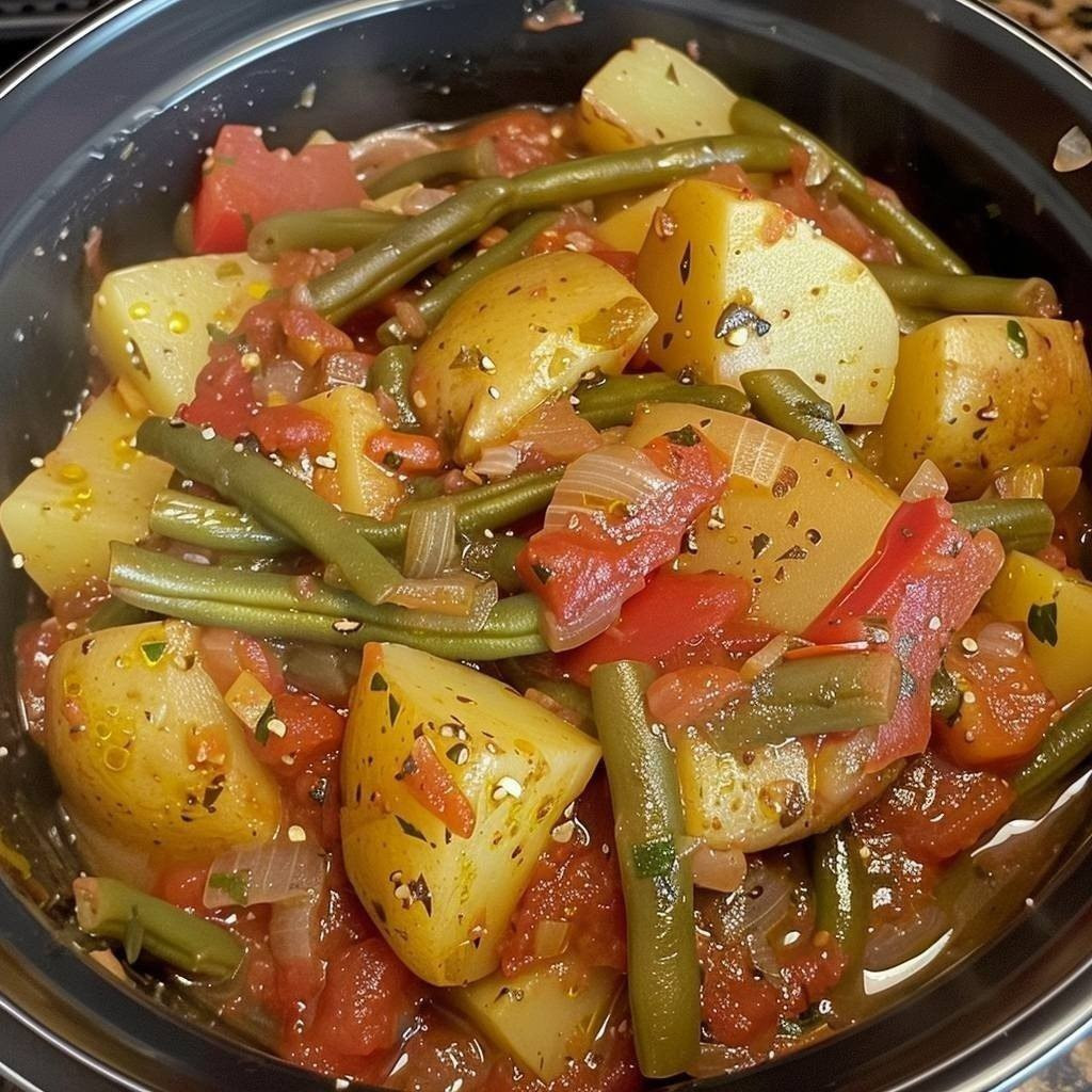 Slow Cooker Ham, Green Beans, and Potatoes