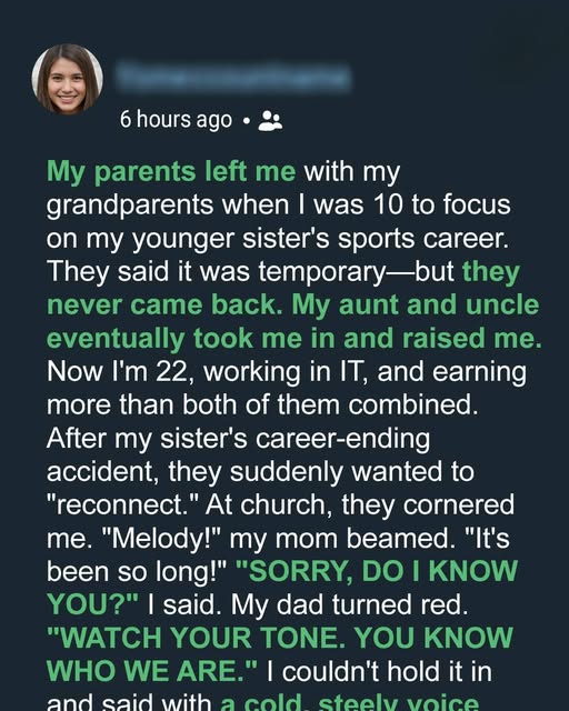 Abandoned for My Sister’s Dreams, I Found a Real Family — Until My Parents Returned 12 Years Later