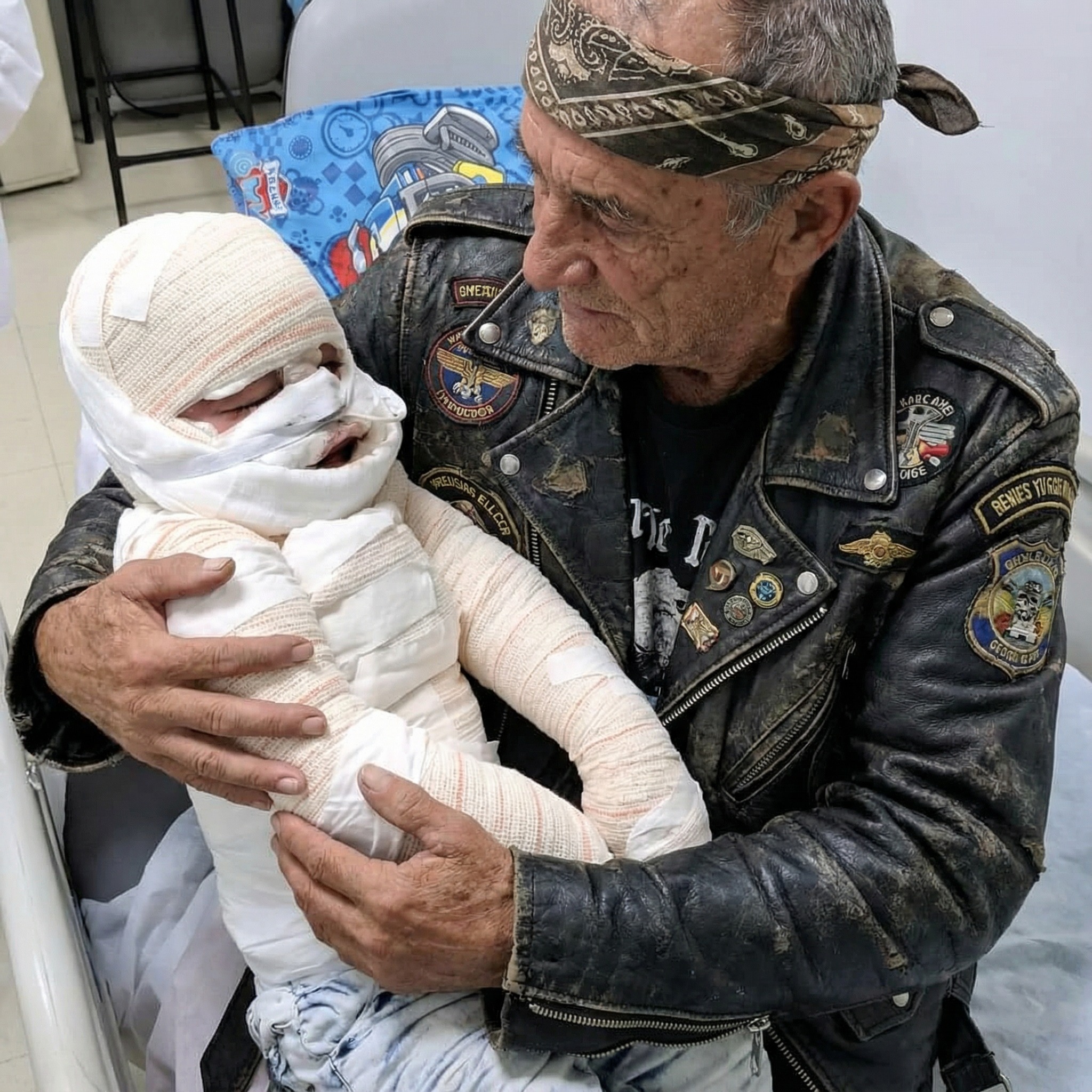 I Was Going To Abandon My Burned Baby Until A Biker I Never Met Held Him And Said 6 Words!