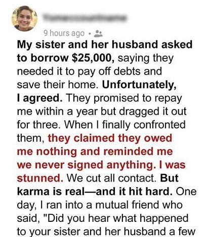 My Sister and Her Husband Vanished After Borrowing a Fortune — Karma Caught Up
