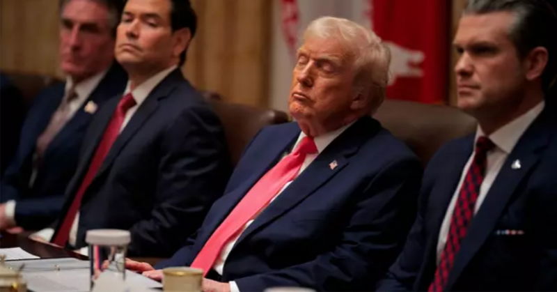 Donald Trump branded ‘commander in sleep’ after appearing to fall asleep in cabinet meeting