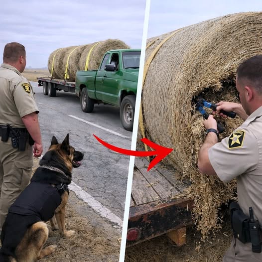K9 Kept Barking at Hay Bales on Highway, Deputy Cut It Open and Turned Pale! – Story Of The Day!